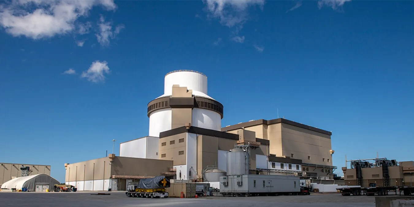 The containment building of Vogtle Unit 4, a Westinghouse AP1000 reactor in Burke County, Georgia, that entered commercial operation in 2024.